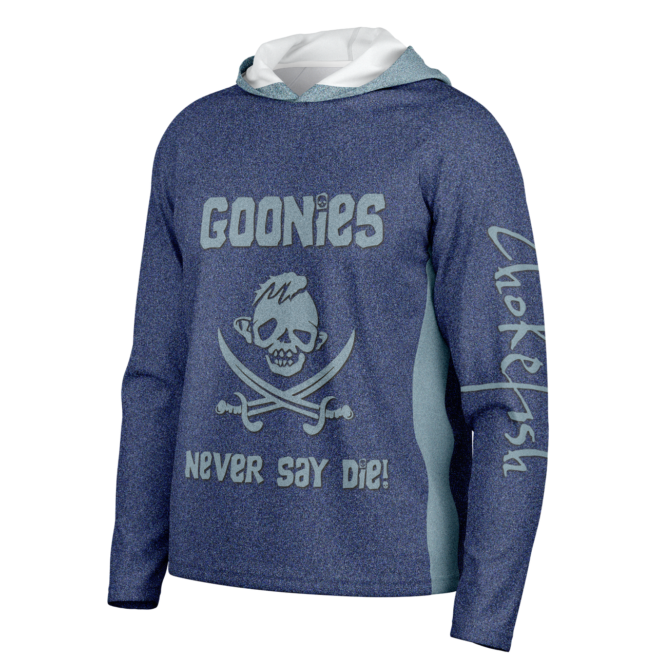 Chokefish™ Long Sleeve Every Day All Weather Hooded "Goonies Never Say Die" Shirt Men's - SLE