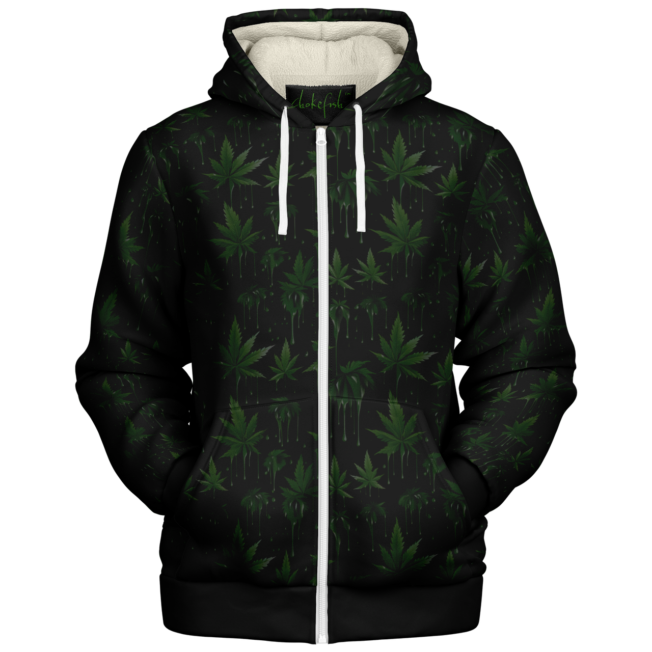 Chokefish™ Microfleece Zip-Up Hoodie Cannabis-003-2