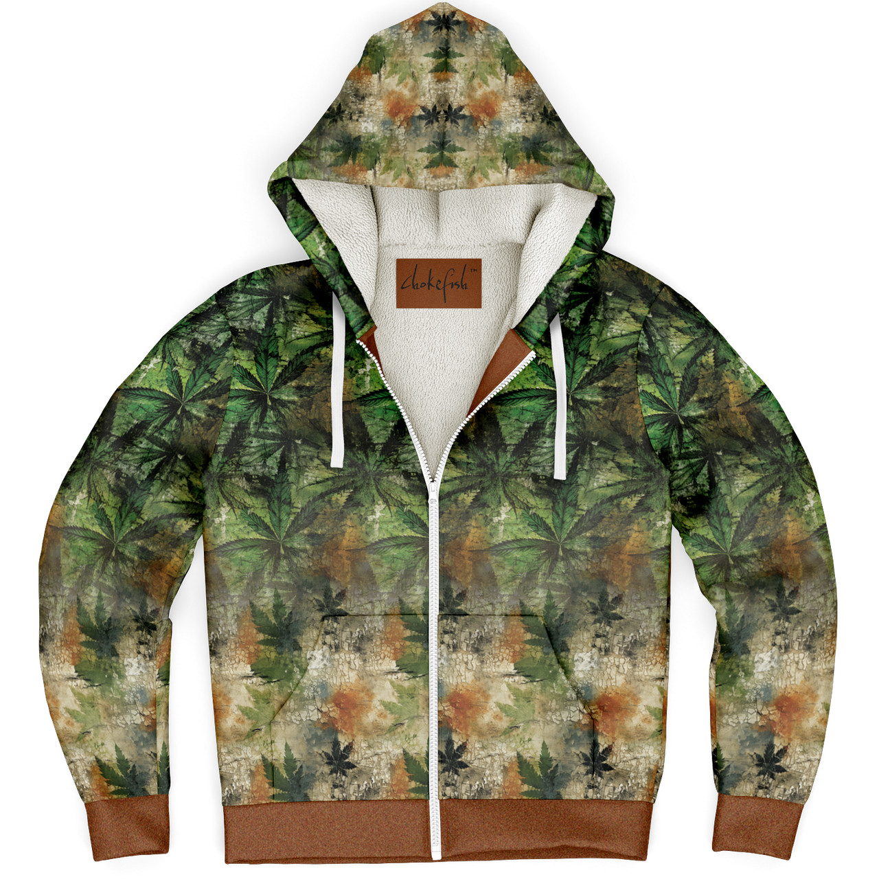Chokefish™ Microfleece Zip-Up Hoodie Cannabis-001