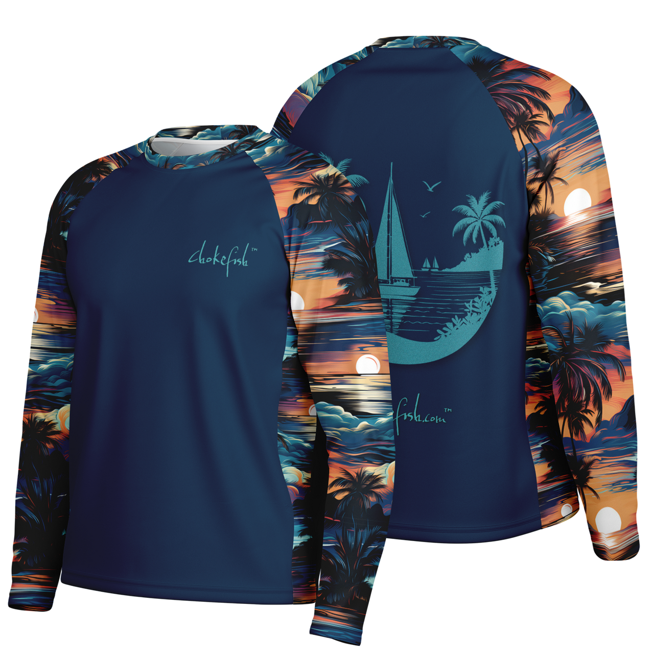 Chokefish™ Long Sleeve Every Day All Weather Trees&Boats Shirt Men's-002 - SLE