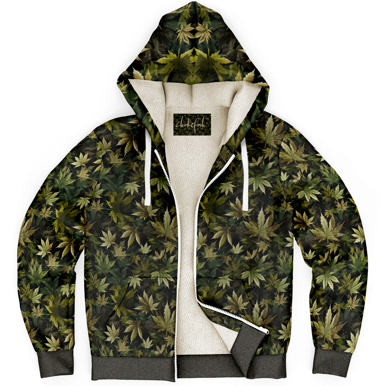 Chokefish™ Microfleece Zip-Up Hoodie Cannabis-009
