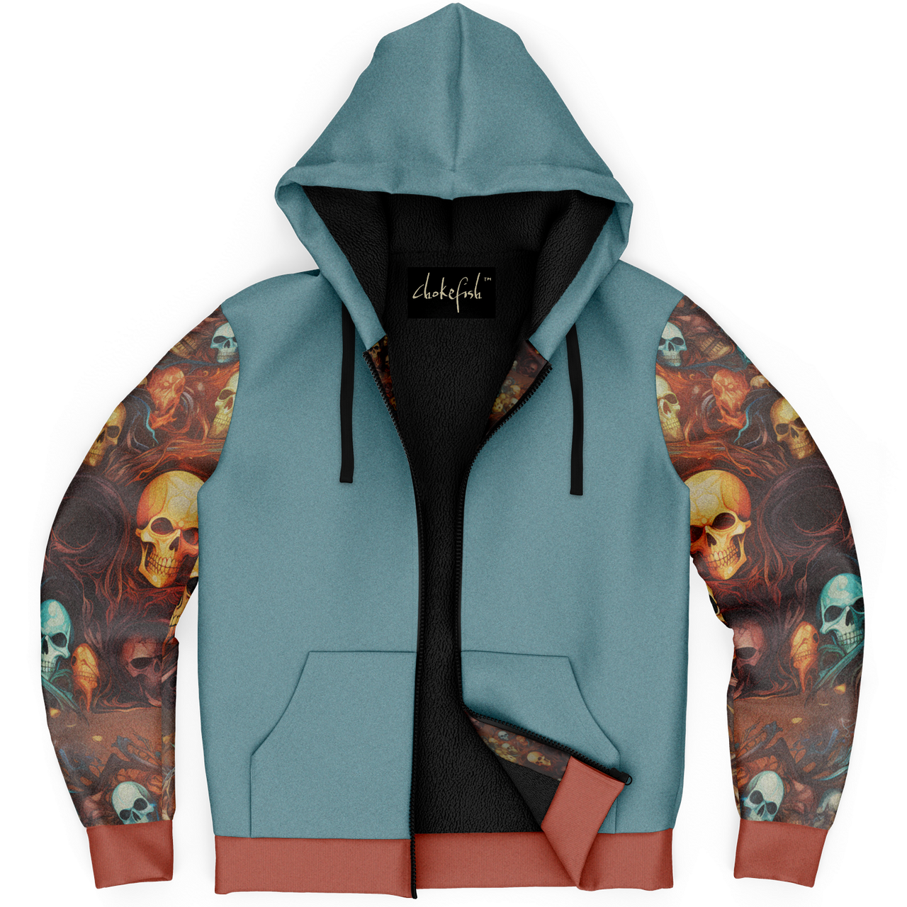 Chokefish™ Microfleece Zip-Up Hoodie Skulls-002B