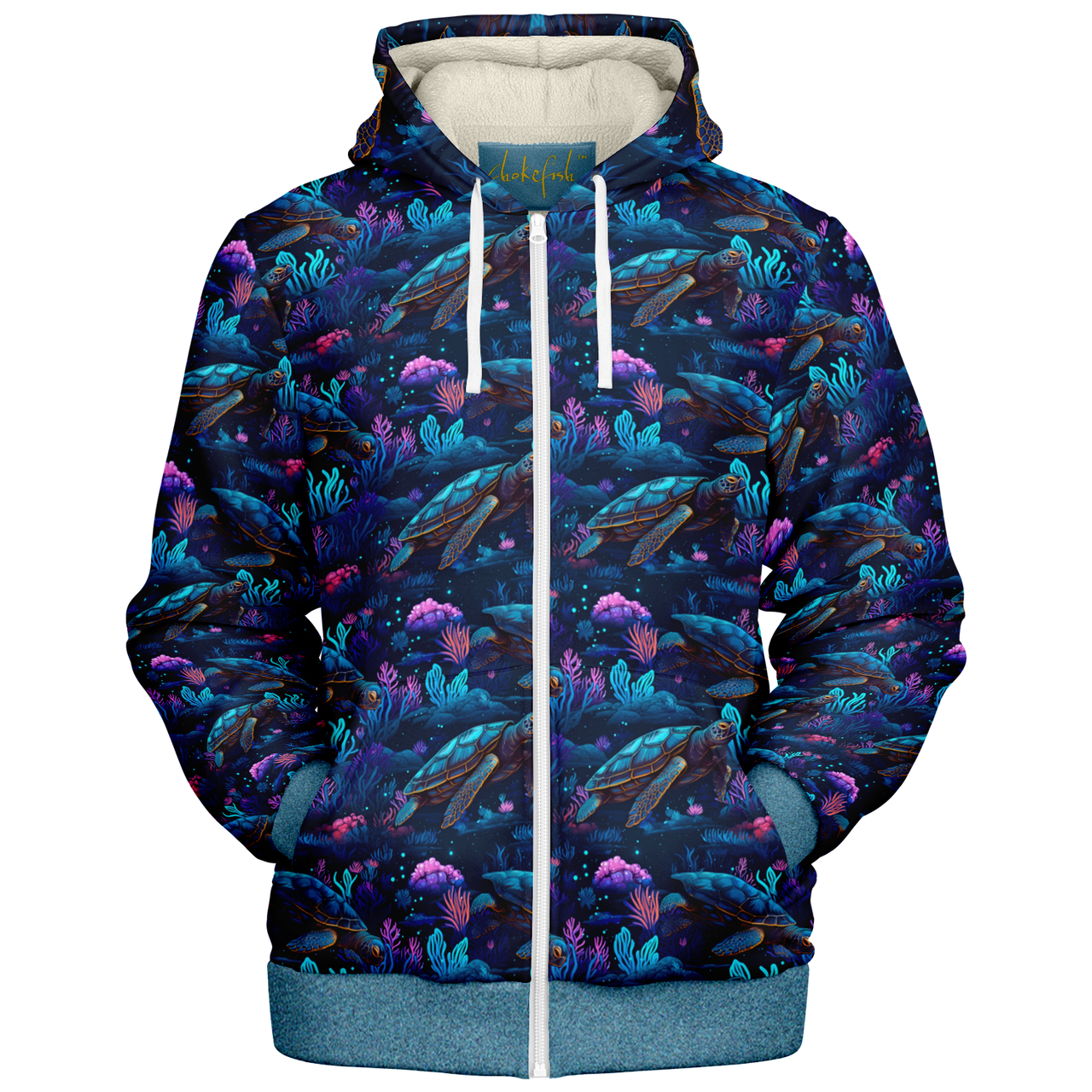 Chokefish™ Microfleece Zip-Up Hoodie Marine Life-005