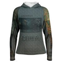 Chokefish™ Long Sleeve Every Day All Weather Shirt Hooded Women's Story of Cuba