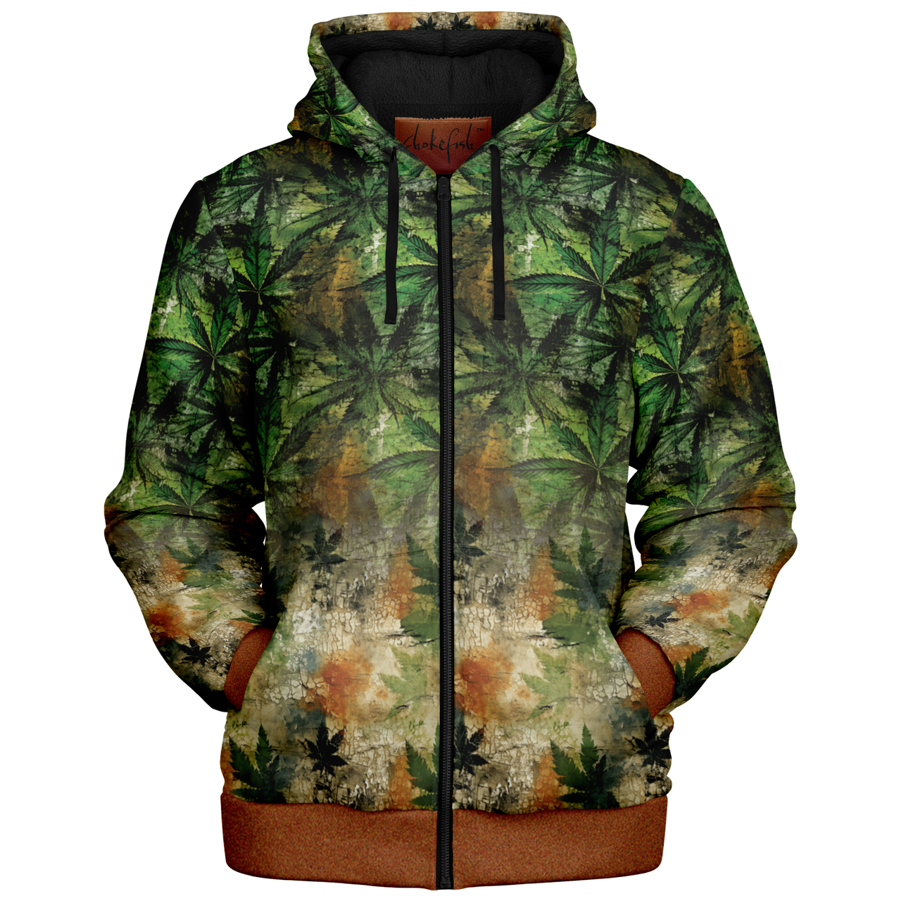 Chokefish™ Microfleece Zip-Up Hoodie Cannabis-001B