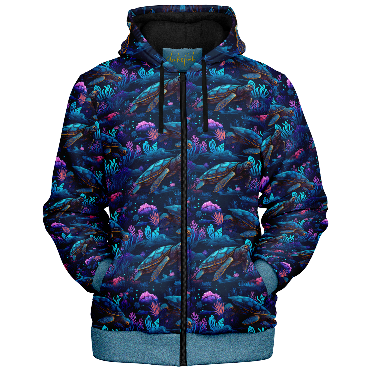 Chokefish™ Microfleece Zip-Up Hoodie Marine Life-005B