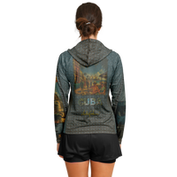 Chokefish™ Long Sleeve Every Day All Weather Shirt Hooded Women's Story of Cuba