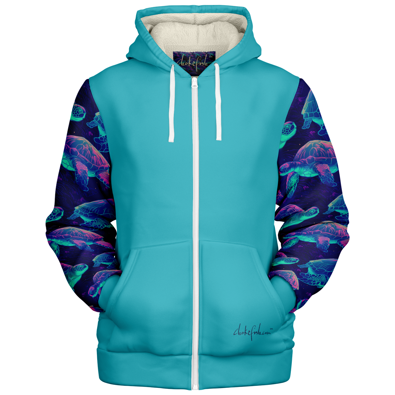 Chokefish™ Microfleece Zip-Up Hoodie Marine Life-014