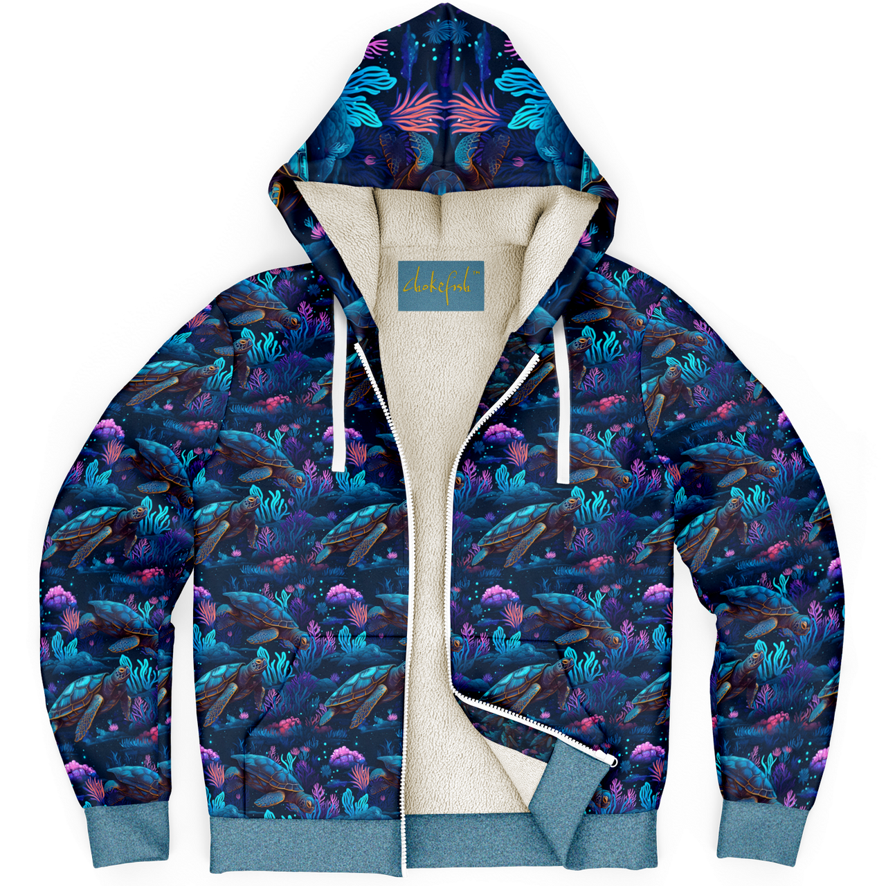 Chokefish™ Microfleece Zip-Up Hoodie Marine Life-005