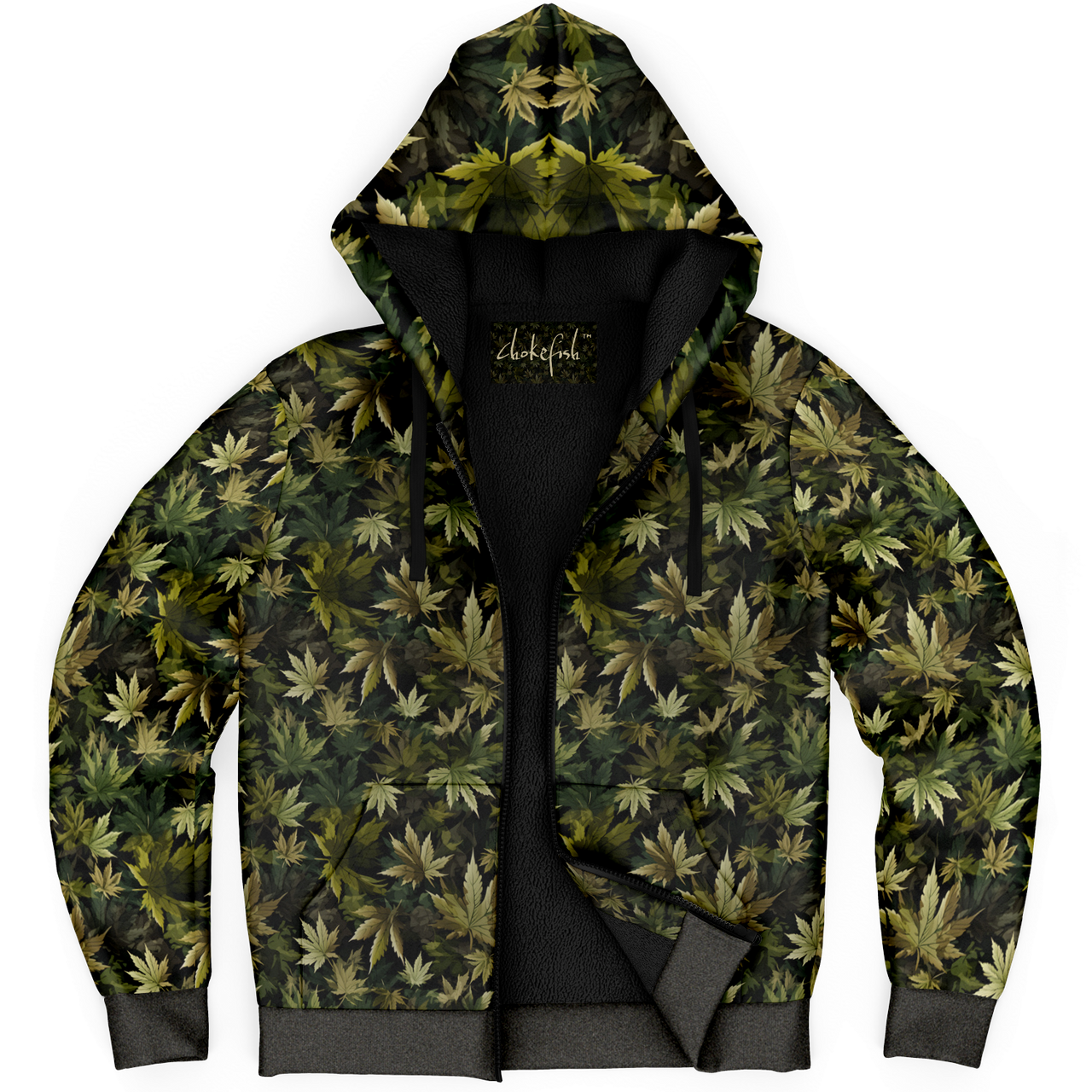 Chokefish™ Microfleece Zip-Up Hoodie Cannabis-009B