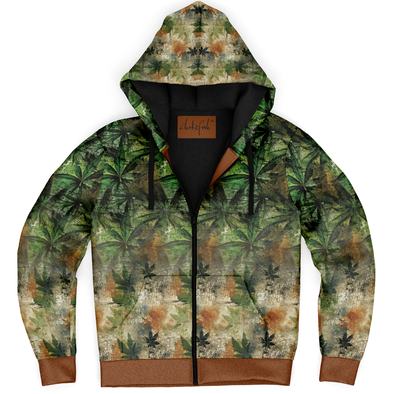 Chokefish™ Microfleece Zip-Up Hoodie Cannabis-001B