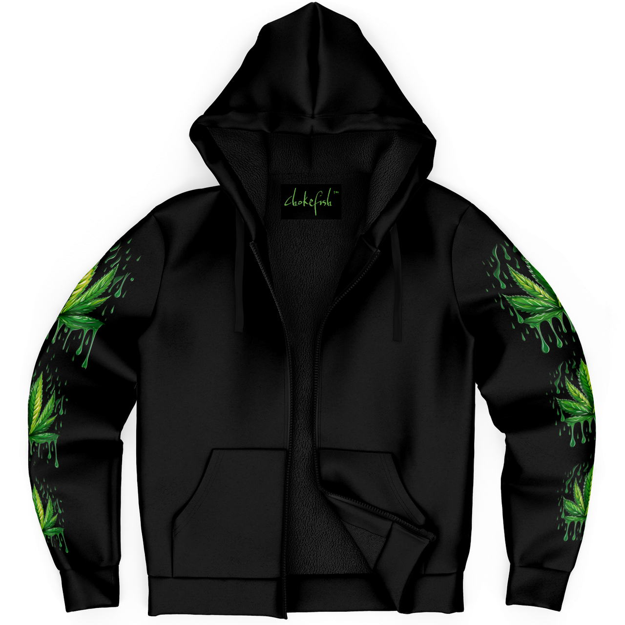Chokefish™ Microfleece Zip-Up Hoodie Cannabis-003B