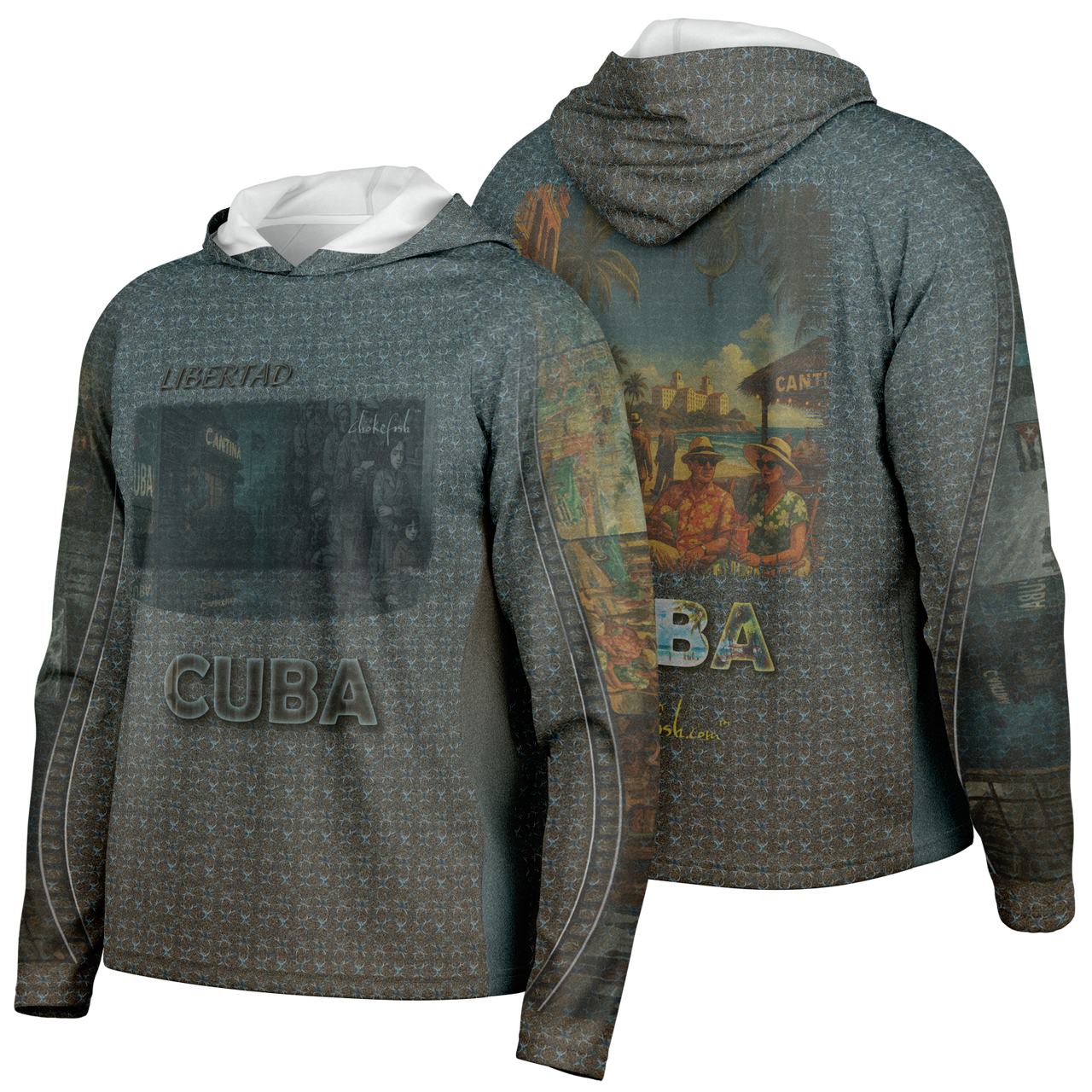 Chokefish™ Long Sleeve Every Day All Weather Shirt Men's Hooded Story-Of-Cuba