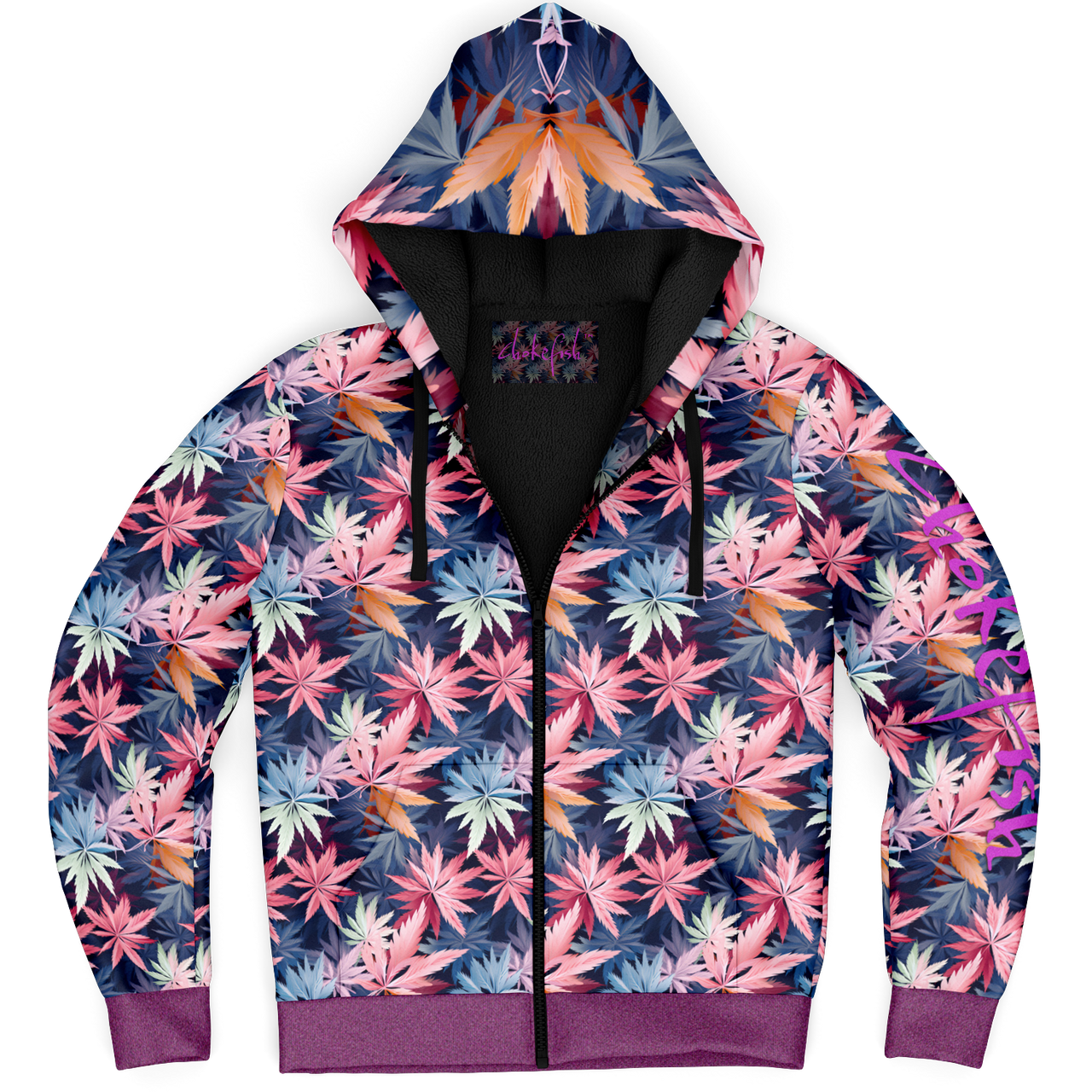 Chokefish™ Microfleece Zip-Up Hoodie Cannabis-006B