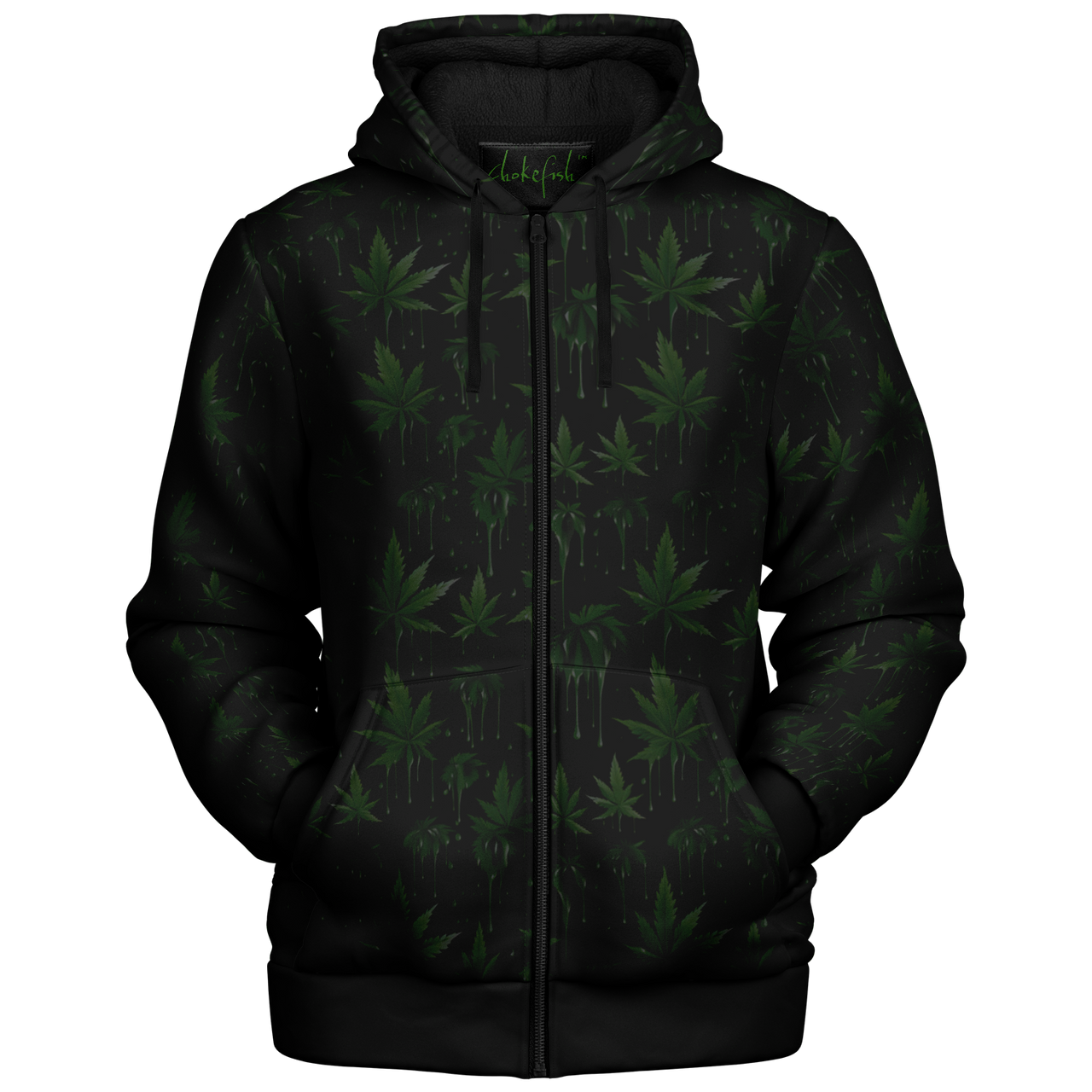 Chokefish™ Microfleece Zip-Up Hoodie Cannabis-003-2B